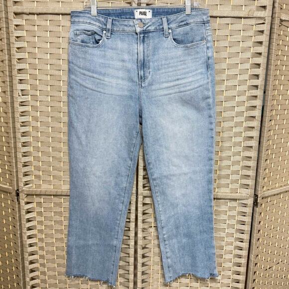 Paige CINDY Crop Jeans Women’s 32 Light “Shooting Star” Wash Raw “Stellar” Hem - Picture 1 of 8